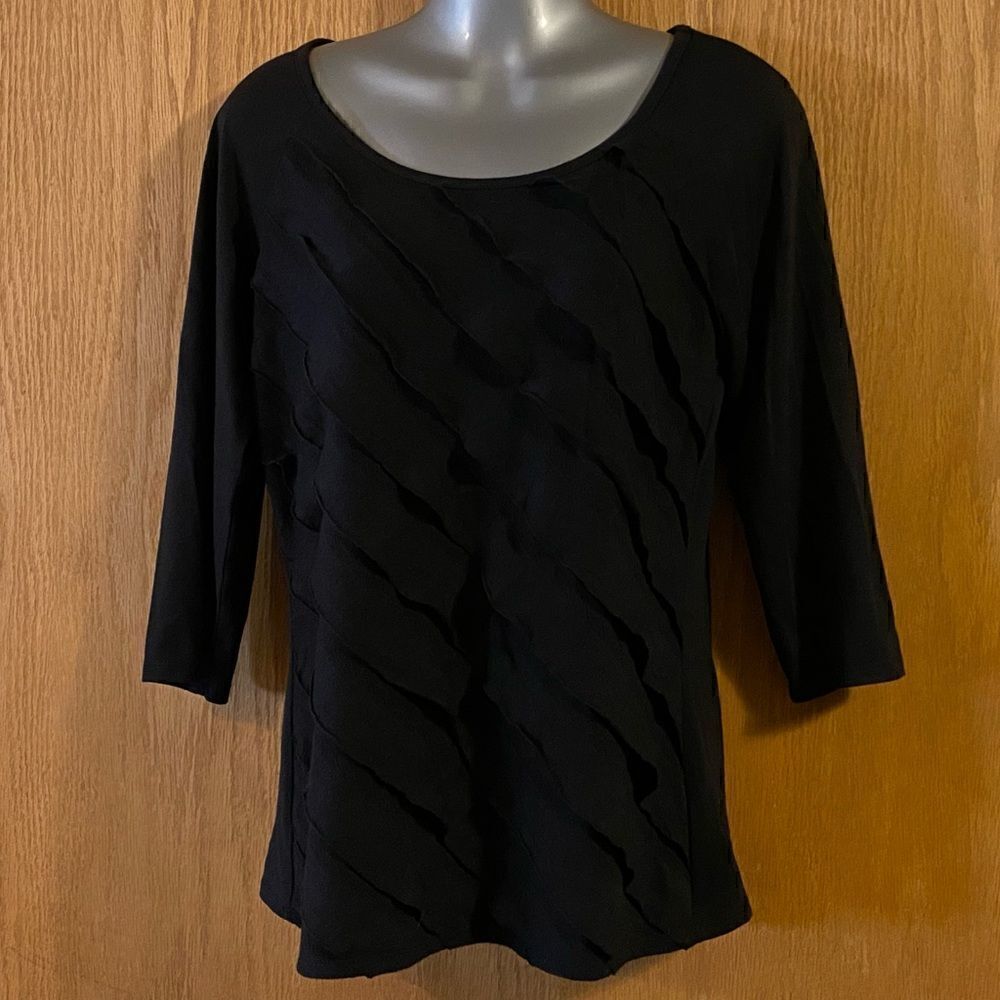 🌺3 for $30🌺AB Studio Black 3/4 Sleeve Stretchy Shirt, size S. (S116)